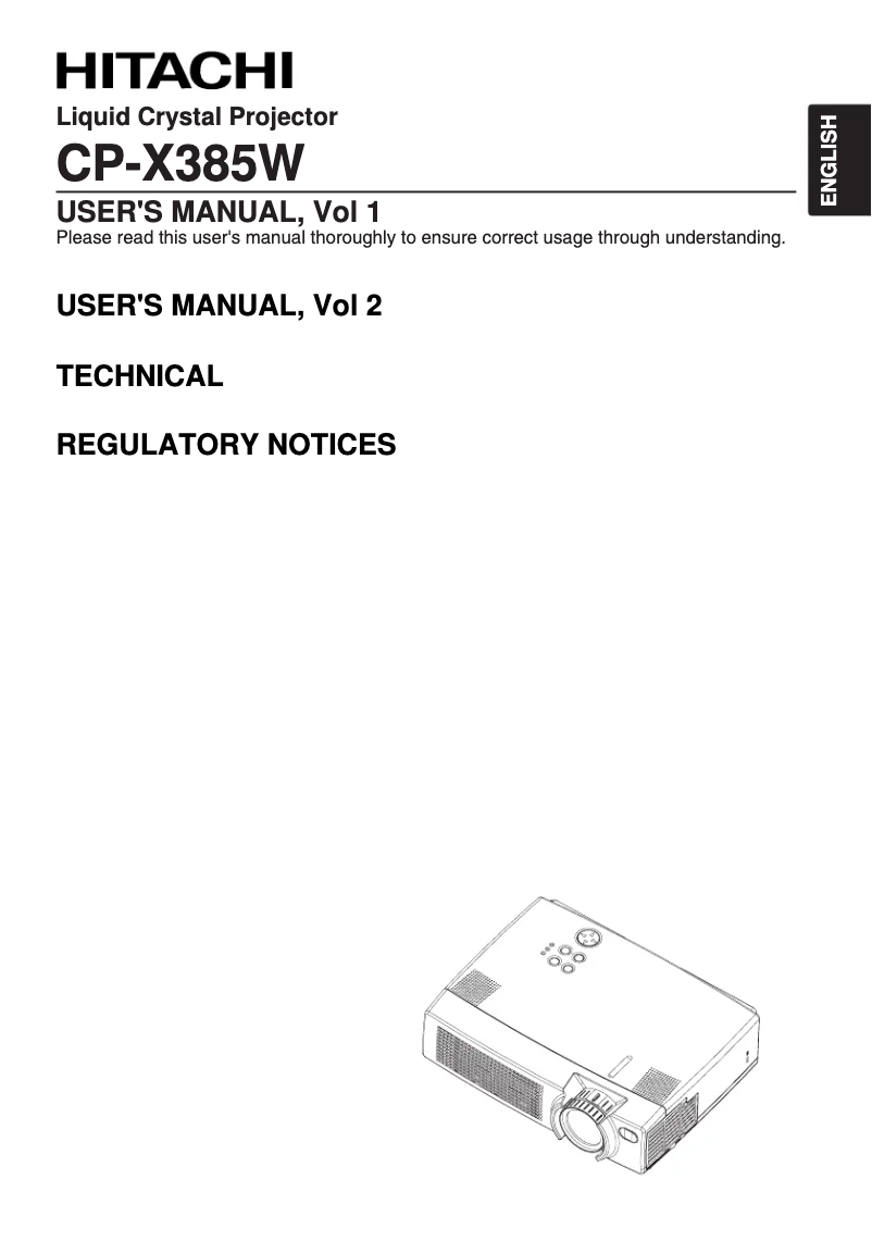 Image de la première page du manuel de l'appareil CP-X385W