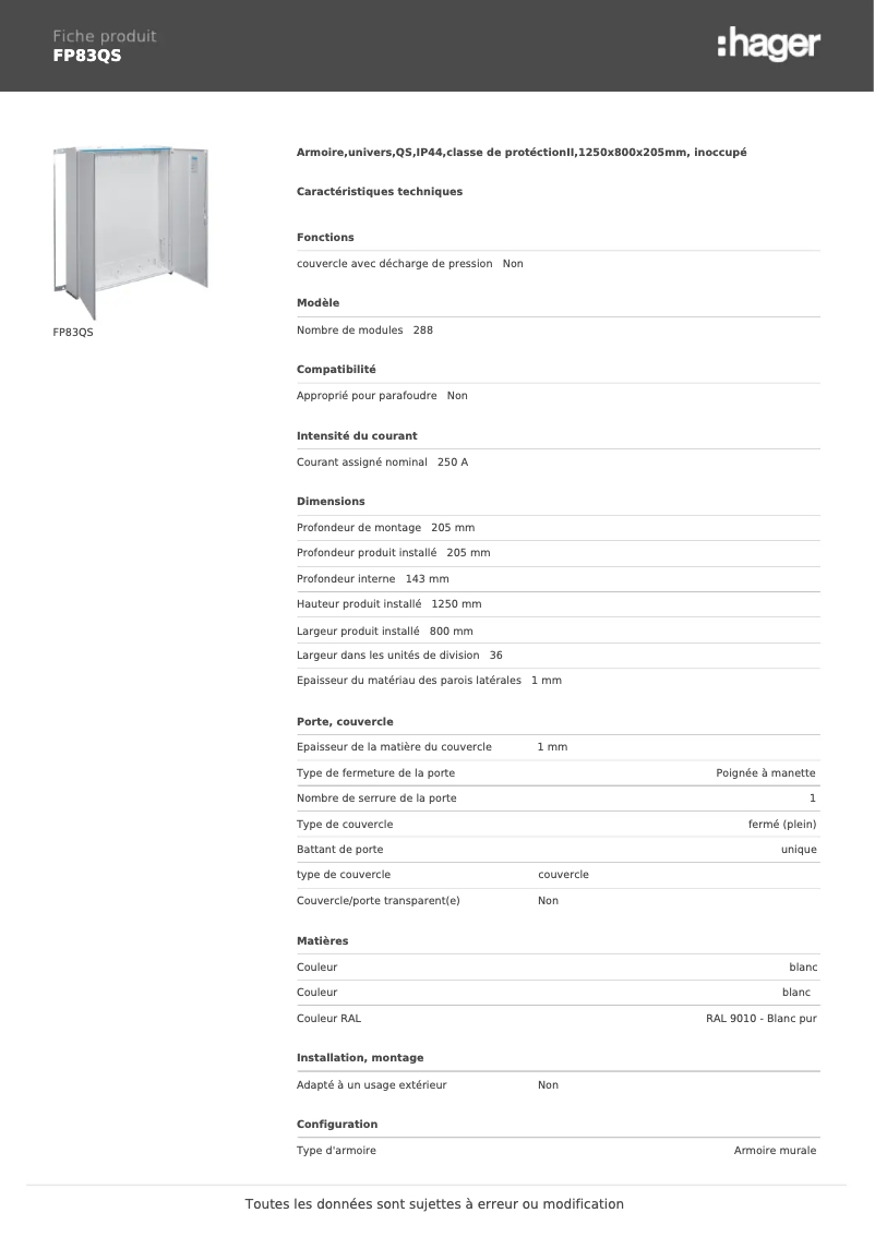 Image de la première page du manuel de l'appareil FP83QS