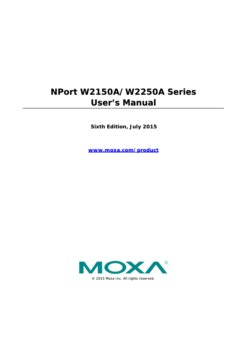 Page n°1 - Manuel utilisateur Moxa W2150A