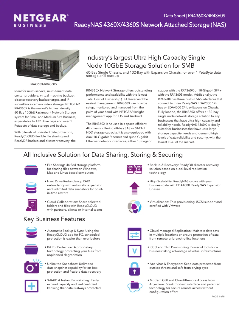 Image de la première page du manuel de l'appareil ReadyNAS RR4360X