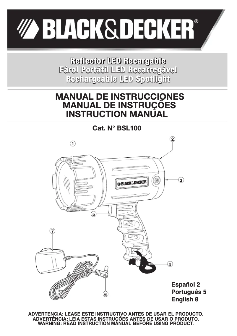 Page n°1 - Manuel utilisateur Black & Decker BSL100