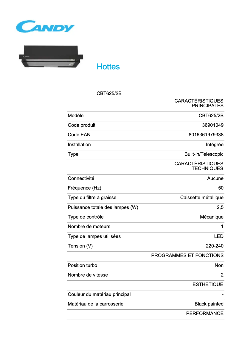 Image de la première page du manuel de l'appareil CBT625/2B