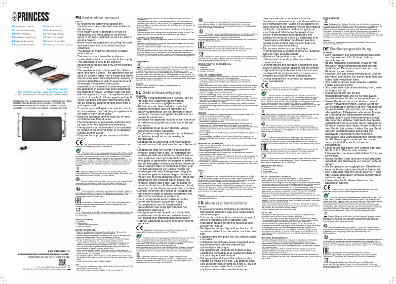 Image de la première page du manuel de l'appareil Table Chef Premium 103100