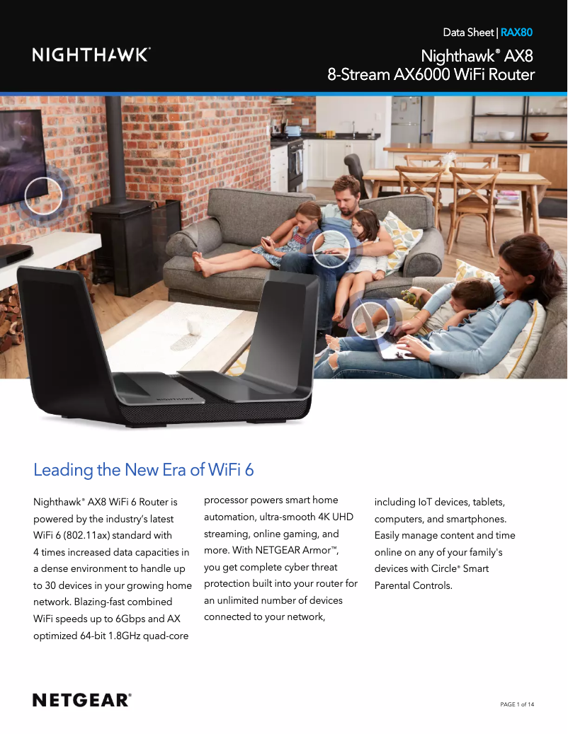Page 1 de la notice Fiche technique Netgear RAX80