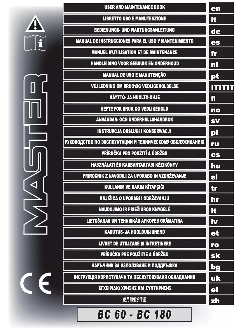 Page n°1 - Manuel utilisateur Master BC 60