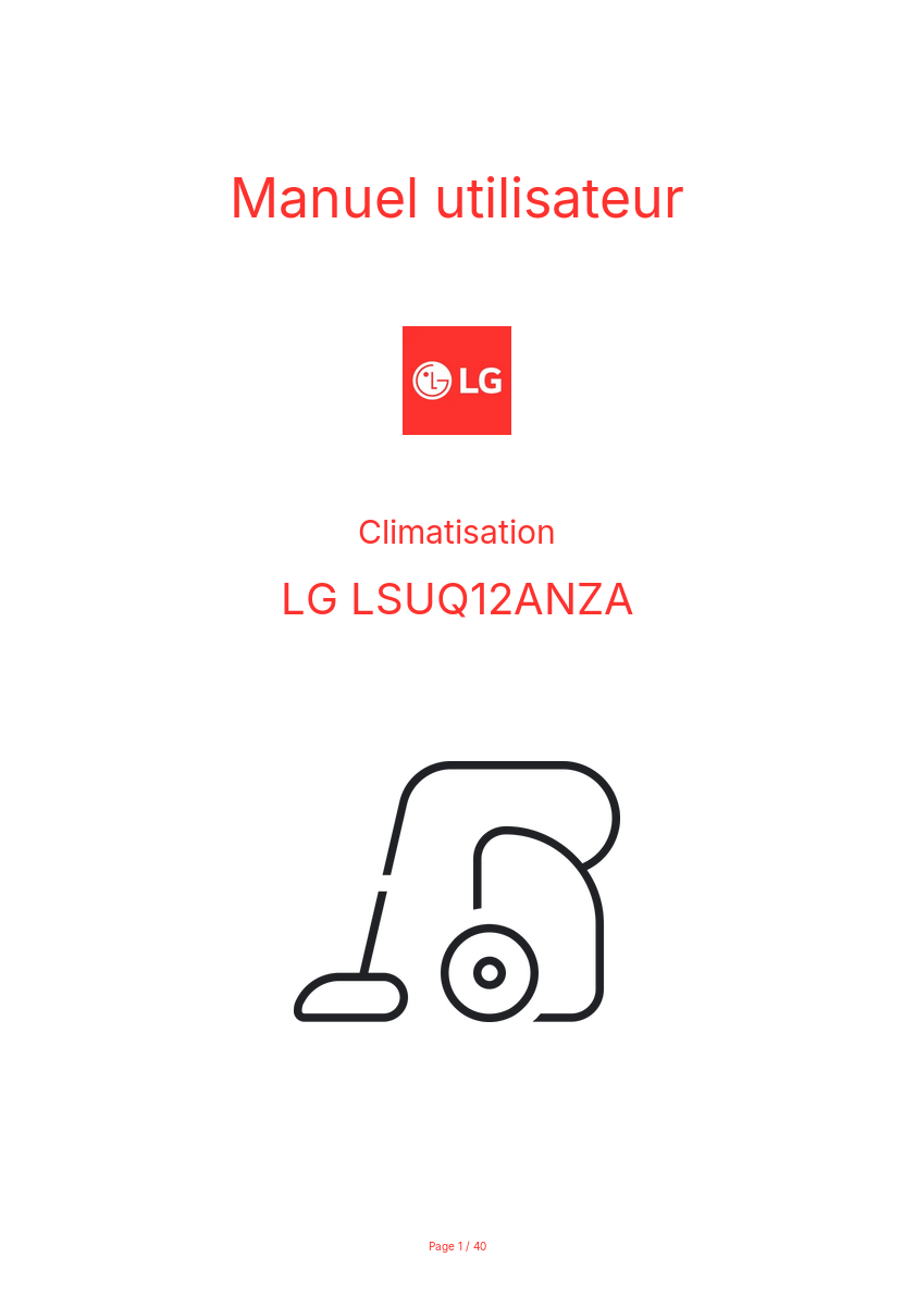 Page n°1 - Manuel utilisateur LG LSUQ12ANZA