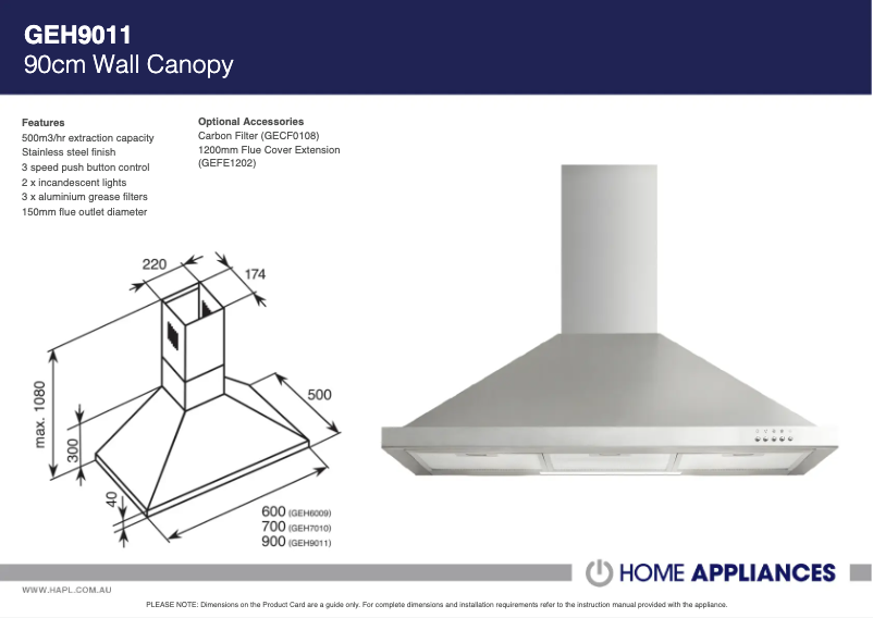 Page 1 de la notice Fiche technique Baumatic GEH9011