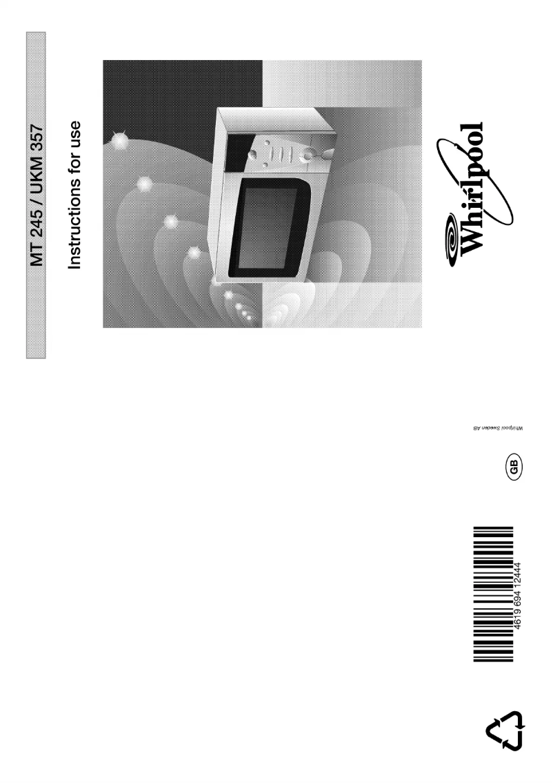 Page 1 de la notice Manuel utilisateur Whirlpool MT 245