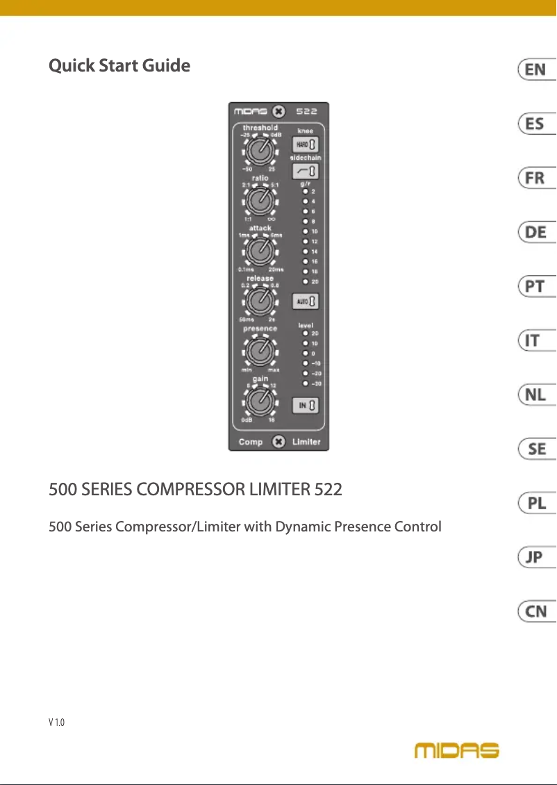 Page 1 de la notice Manuel utilisateur Midas Compressor Limiter 522