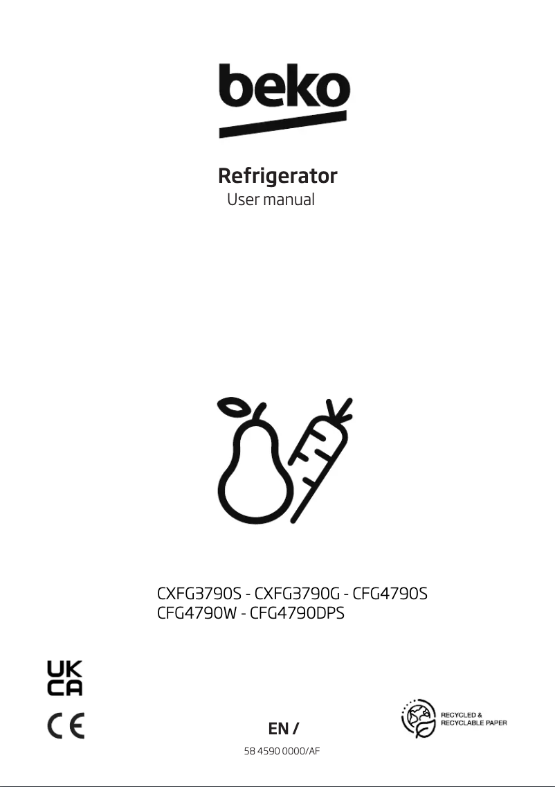 Page 1 de la notice Manuel utilisateur Beko CFG4790W