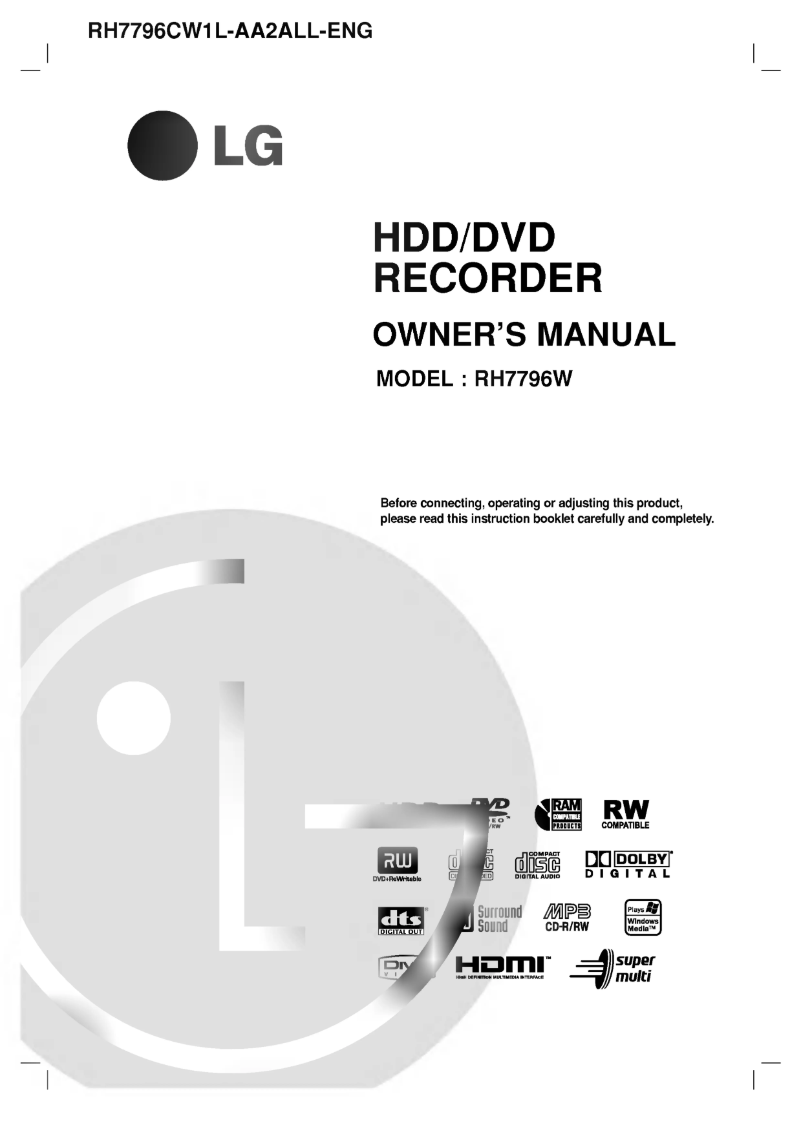 Image de la première page du manuel de l'appareil RH7796W