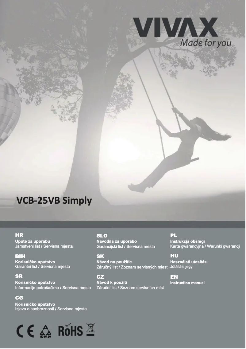 Page n°1 - Manuel utilisateur Vivax VCB-25VB Simply