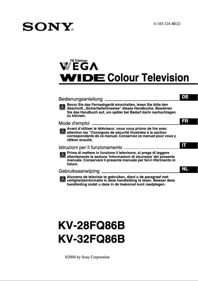 Imagen de la primera página del manual del dispositivo KV-32FX68
