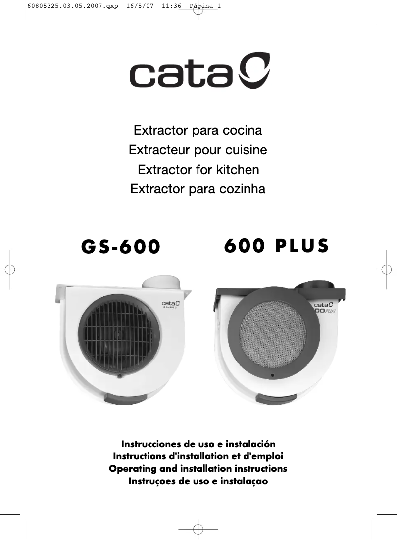 Page 1 de la notice Manuel utilisateur CATA 600 PLUS 2V