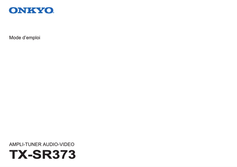 Page 1 of the manual User Manual Onkyo TX-SR373
