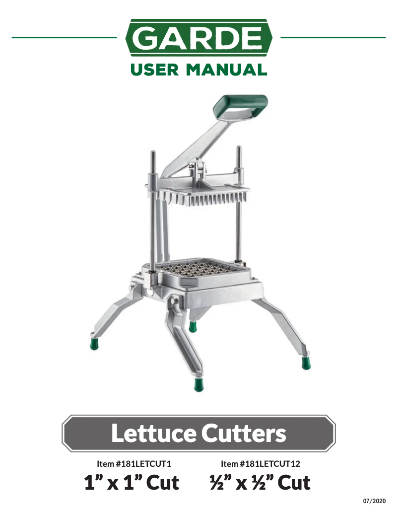 Page 1 de la notice Manuel utilisateur GARDE 181LETCUT12