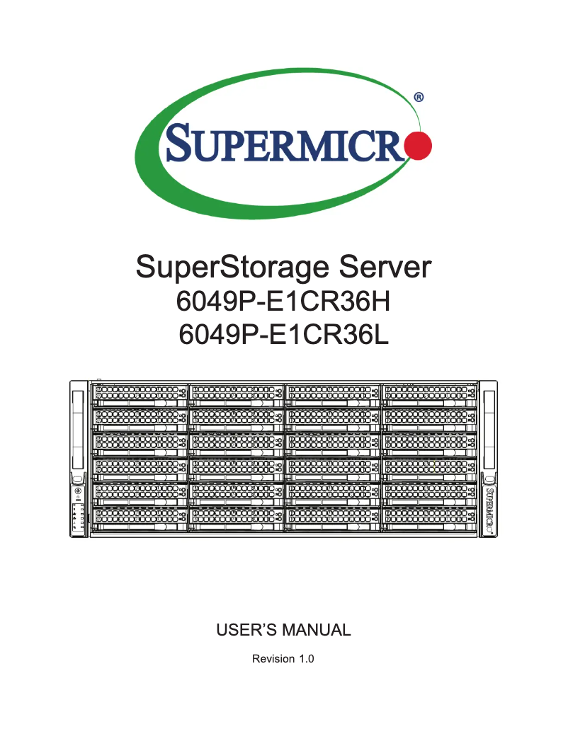 Page 1 de la notice Manuel utilisateur Supermicro SuperStorage 6049P-E1CR36L