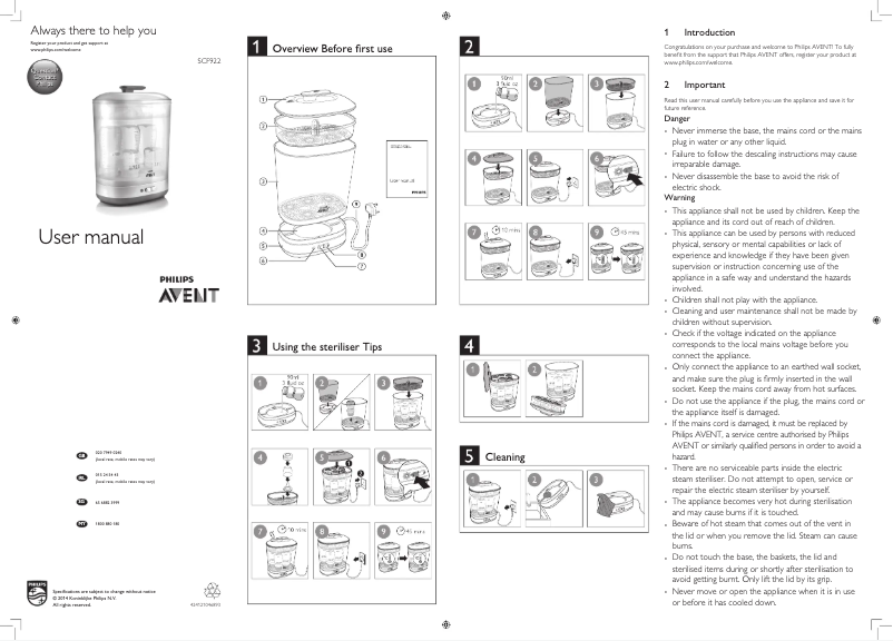 Page 1 de la notice Manuel utilisateur Philips SCF922