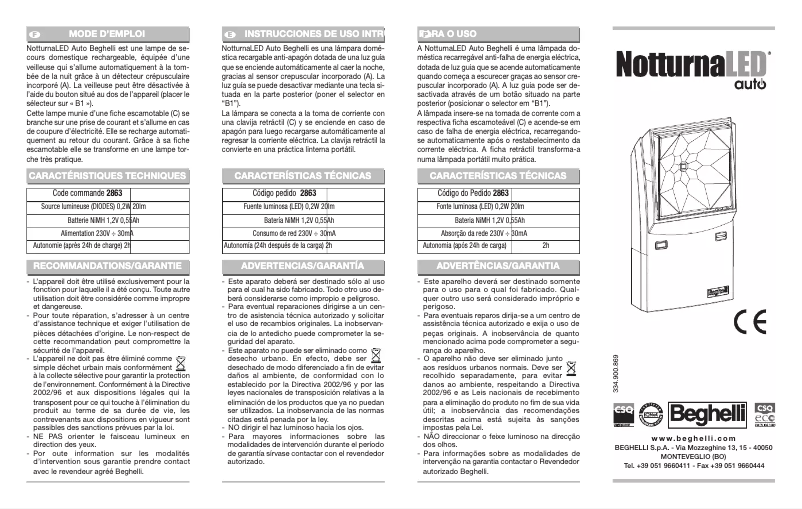 Page n°1 - Manuel utilisateur Beghelli NotturnaLED