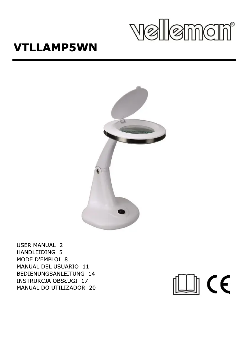 Page 1 de la notice Manuel utilisateur Velleman VTLLAMP5WN