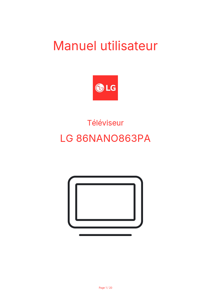 Page n°1 - Manuel utilisateur LG 86NANO863PA