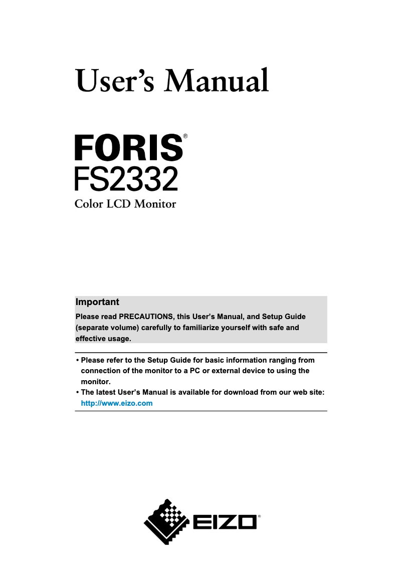 Page 1 de la notice Manuel utilisateur Eizo FORIS FS2332