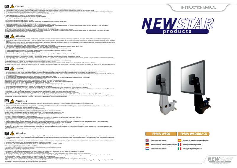 Page 1 de la notice Manuel utilisateur Newstar FPMA-W500