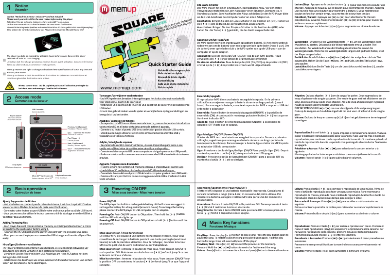 Page 1 de la notice Manuel utilisateur Memup Square