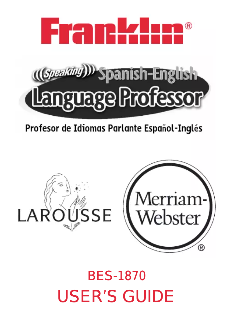 Page 1 de la notice Manuel utilisateur Franklin BES-1870