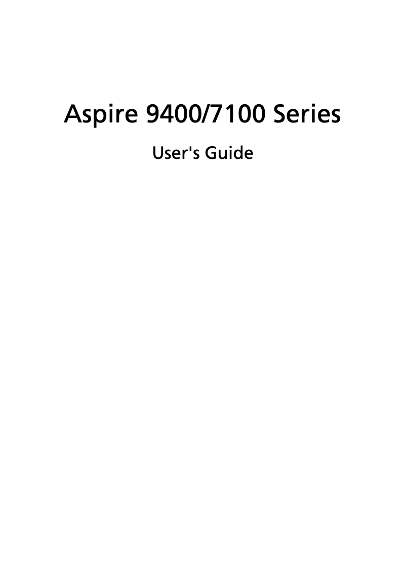 Image de la première page du manuel de l'appareil Aspire 9400