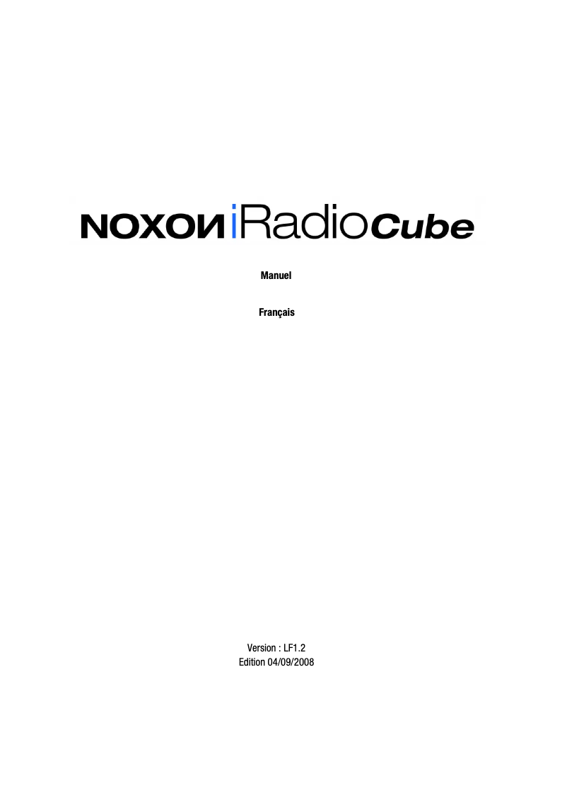 Page 1 de la notice Manuel utilisateur Noxon IRadio Cube