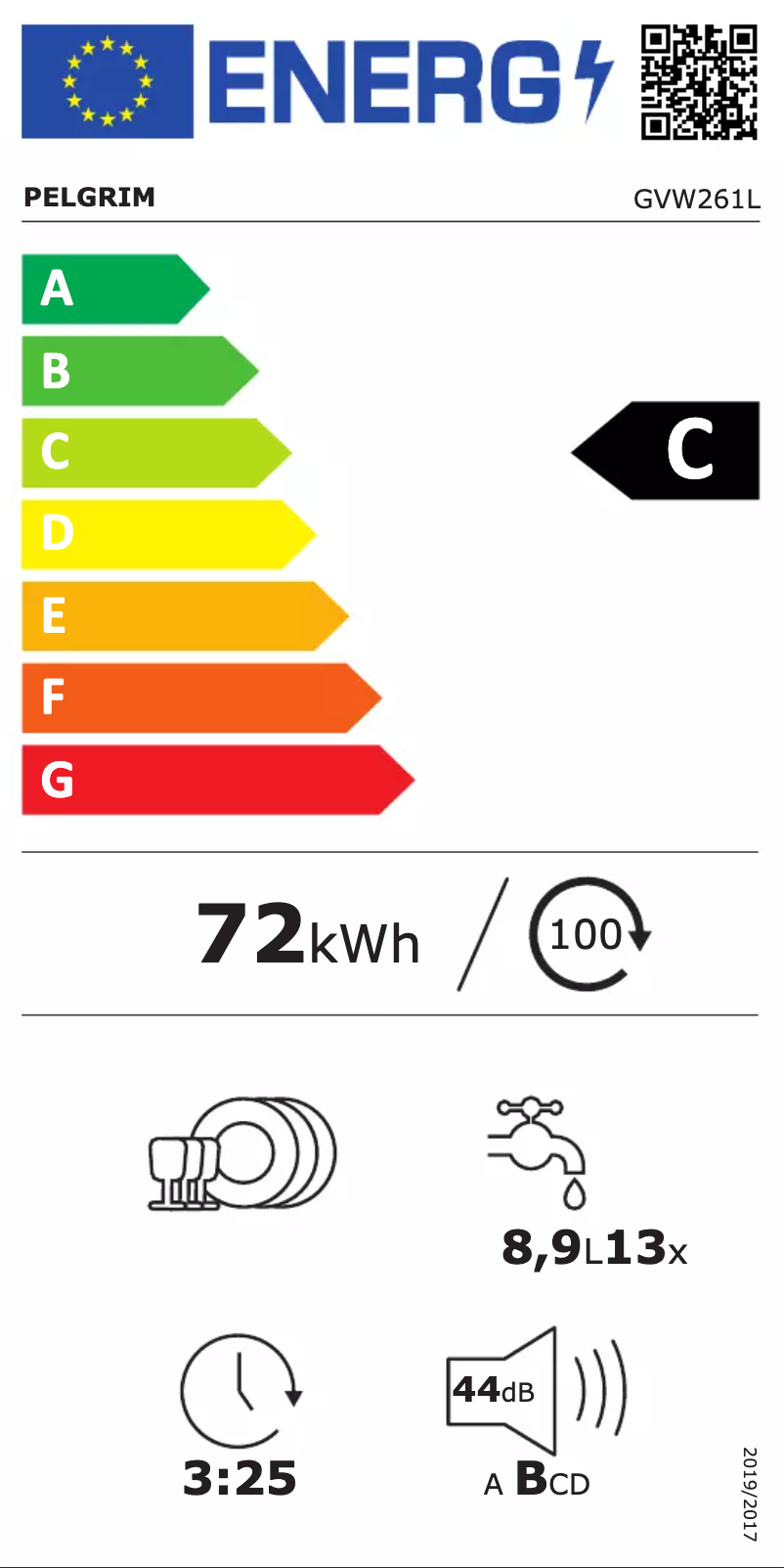 Page n°1 - Label énergétique Pelgrim GVW261L
