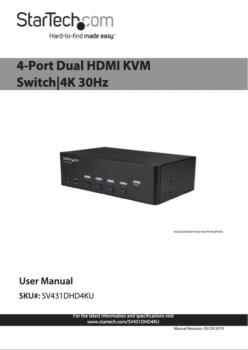 Page n°1 - Manuel utilisateur StarTech.com SV431DHD4KU