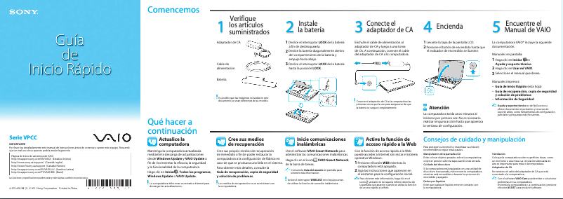 Image de la première page du manuel de l'appareil Vaio VPCCB17FX