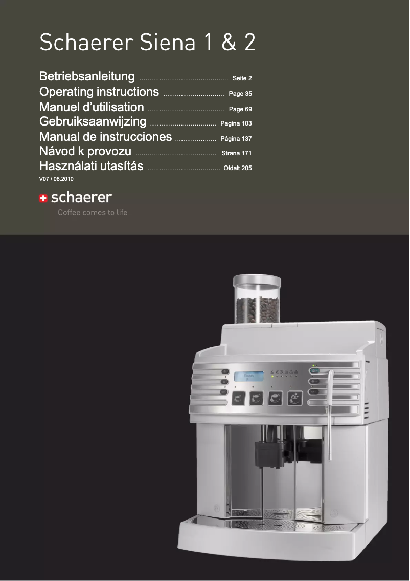 Page n°1 - Manuel utilisateur Schaerer Siena II