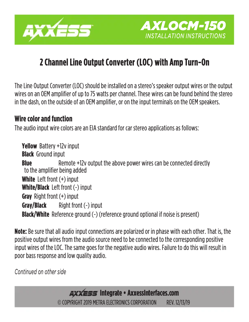 Page 1 de la notice Manuel utilisateur AXESS AXLOCM-150