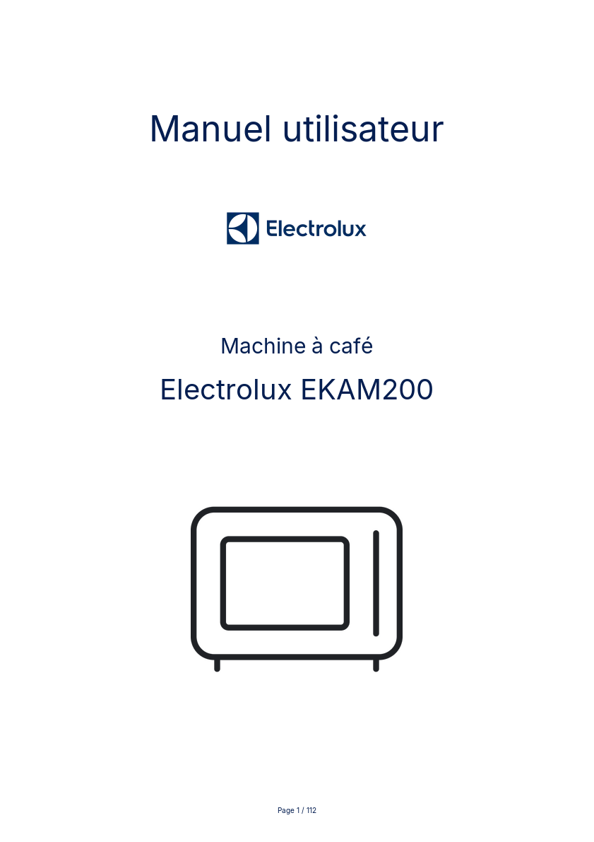 Image de la première page du manuel de l'appareil EKAM200
