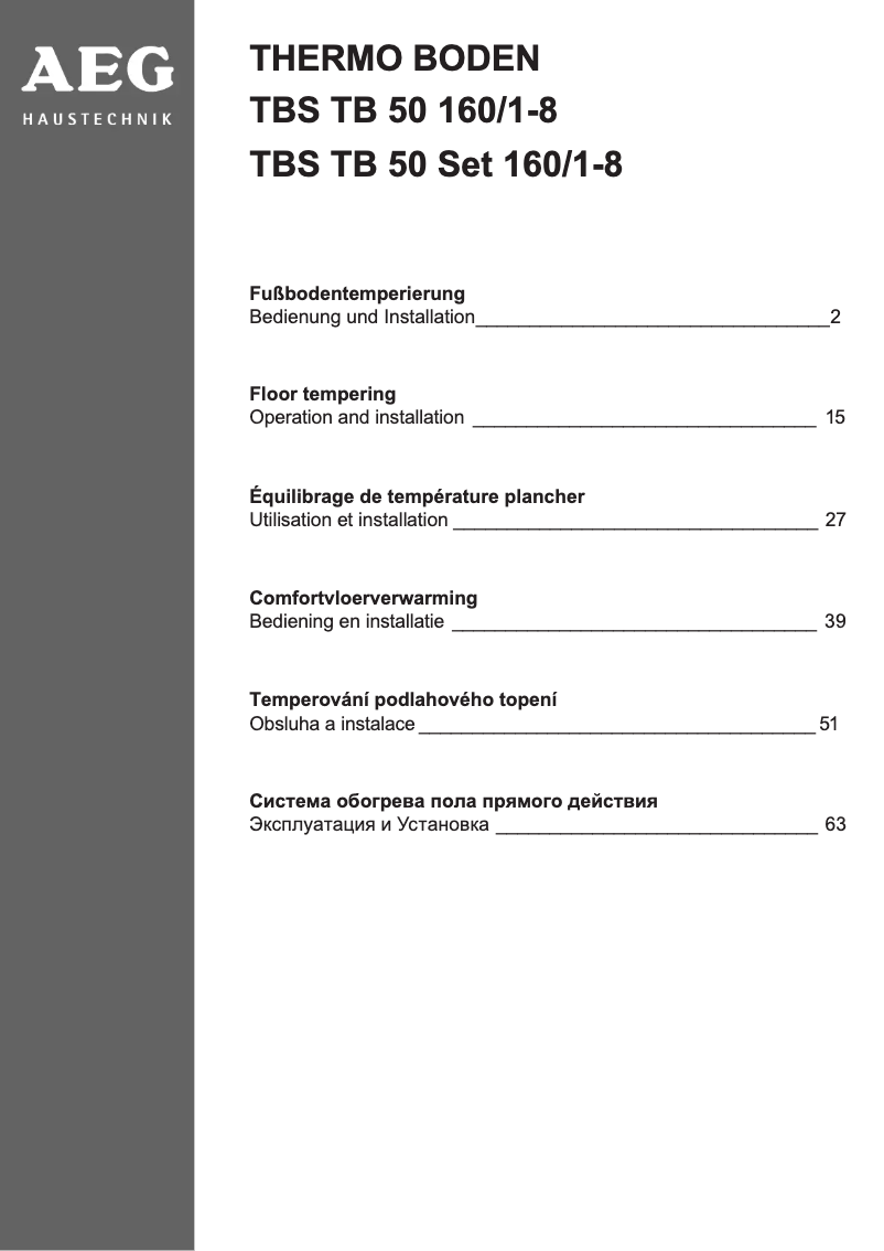 Página 1 del manual Manual de usuario AEG TBS TB 50