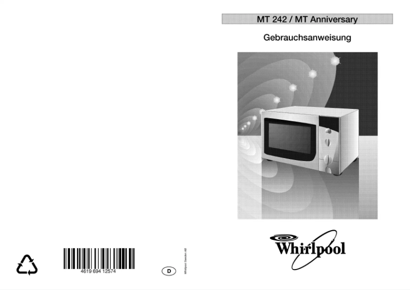 Page 1 de la notice Manuel utilisateur Whirlpool MT 24