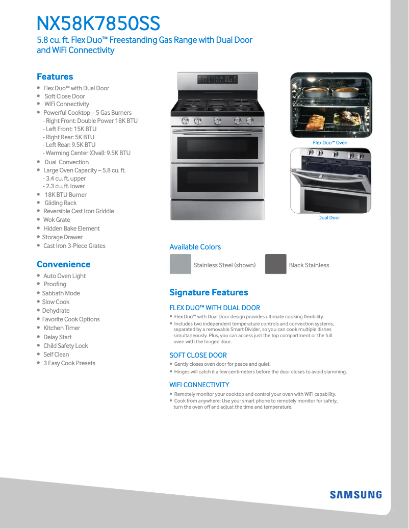 Page n°1 - Fiche technique Samsung NX58M6850SS