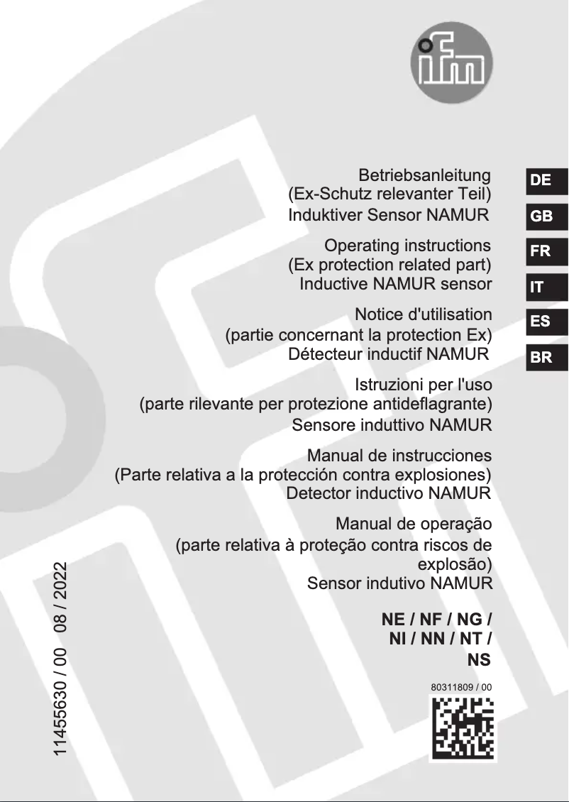 Page n°1 - Manuel utilisateur IFM NG5016
