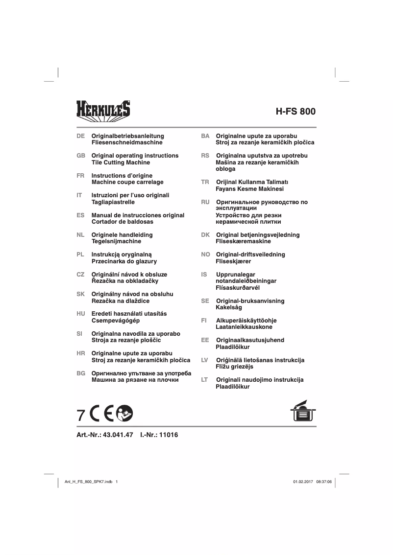 Page 1 de la notice Manuel utilisateur Herkules H-FS 800