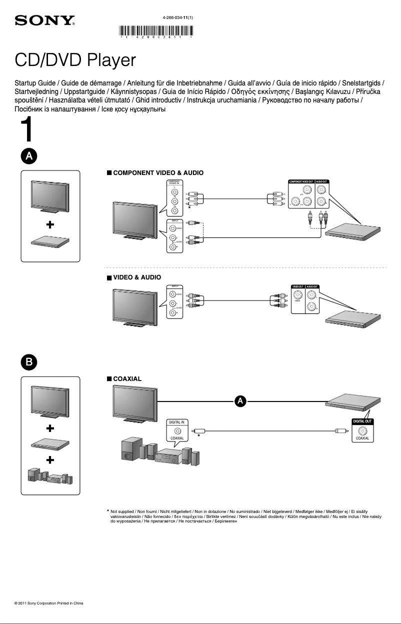 Page 1 de la notice Guide d'installation Sony DVP-SR550K
