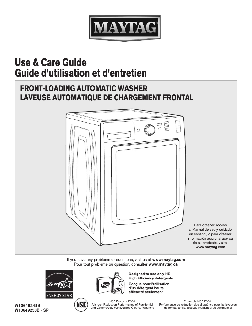 Page n°1 - Manuel utilisateur Maytag MHW7100DC Maxima