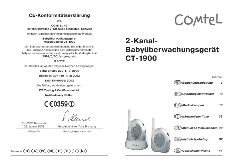 Page 1 de la notice Manuel utilisateur Comtel CT 1900