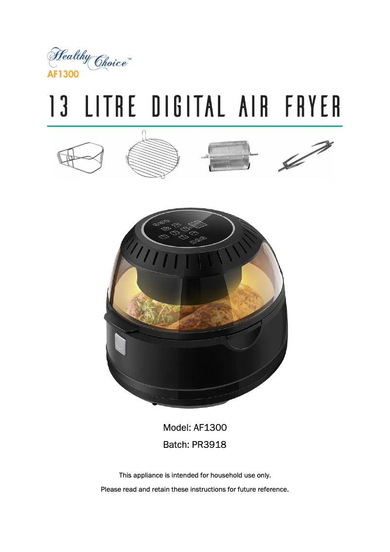 Page 1 de la notice Manuel utilisateur Lenoxx Healthy Choice AF1300