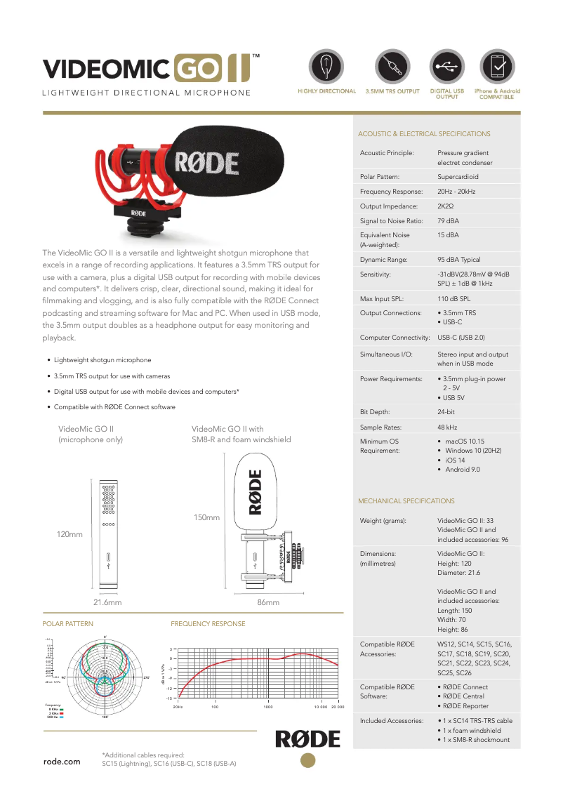 Page n°1 - Manuel utilisateur Røde VideoMic GO II