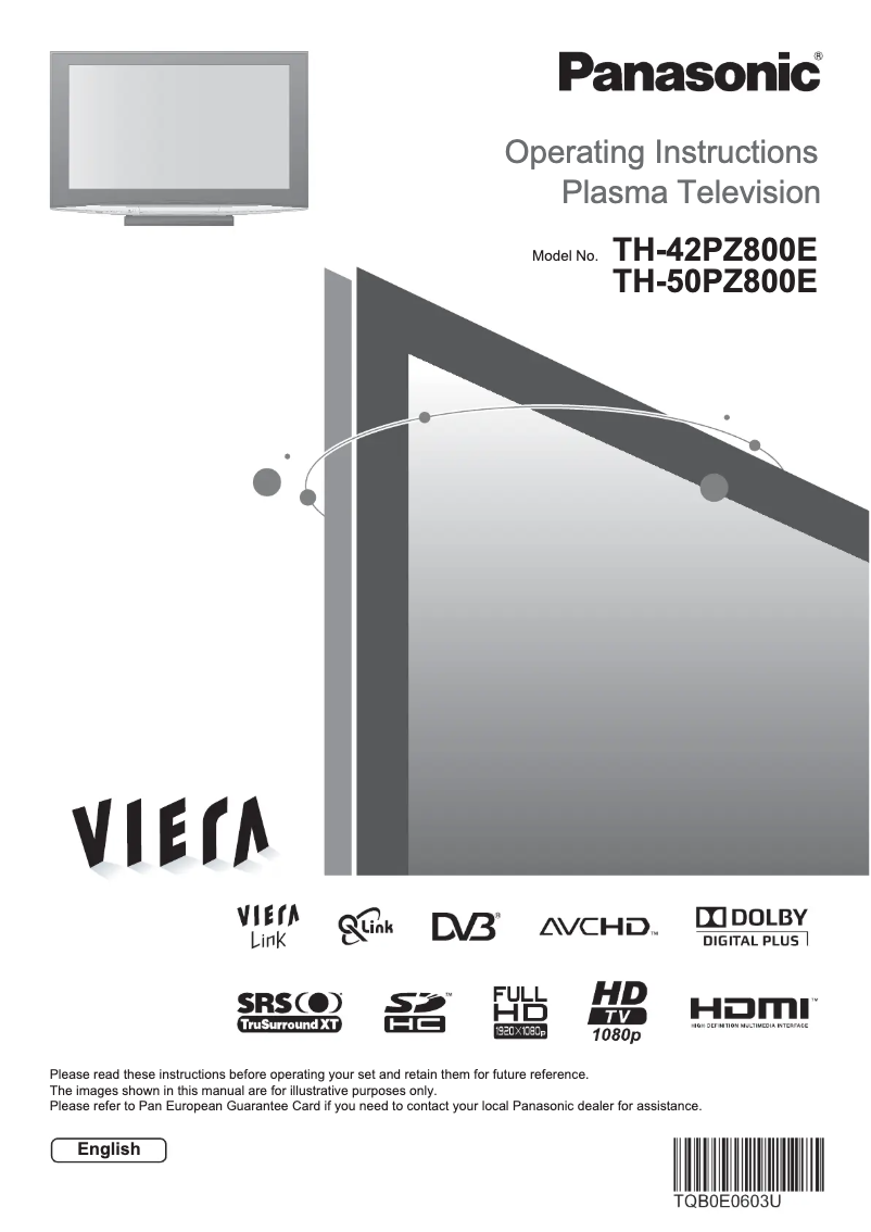Page 1 de la notice Manuel utilisateur Panasonic TH-42PZ800E