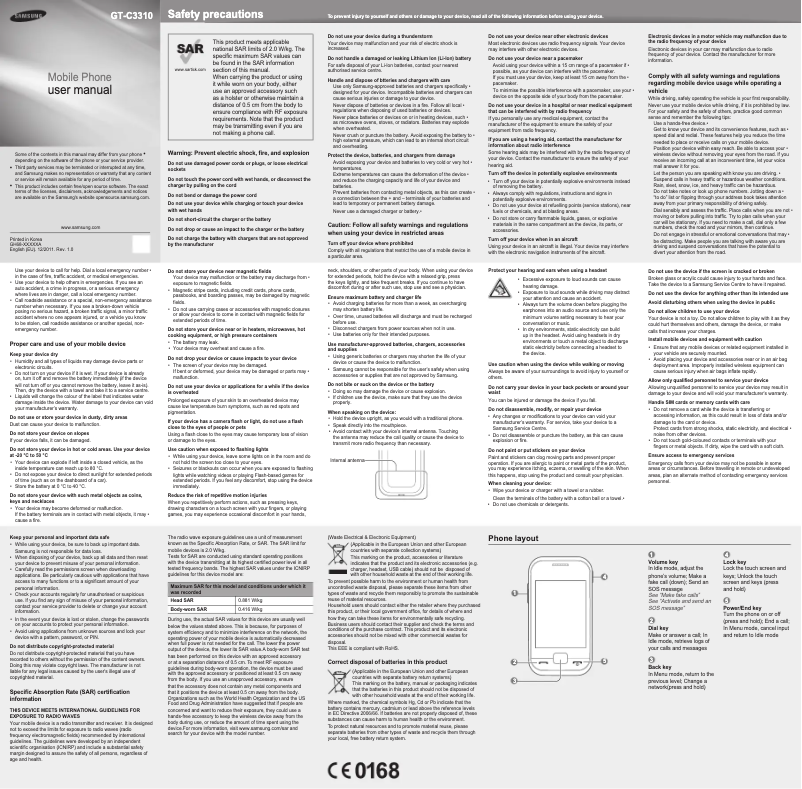 Page n°1 - Manuel utilisateur Samsung Champ Deluxe C3310