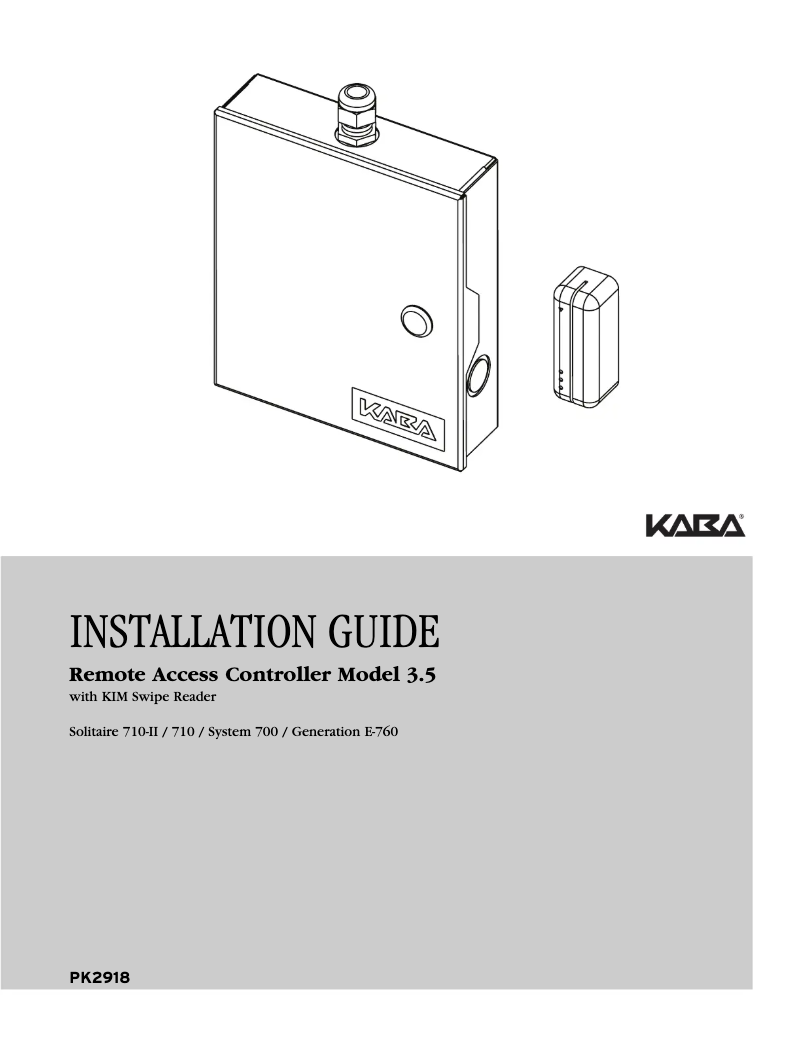 Page n°1 - Manuel utilisateur Dormakaba Remote Access Controller Model 3.5